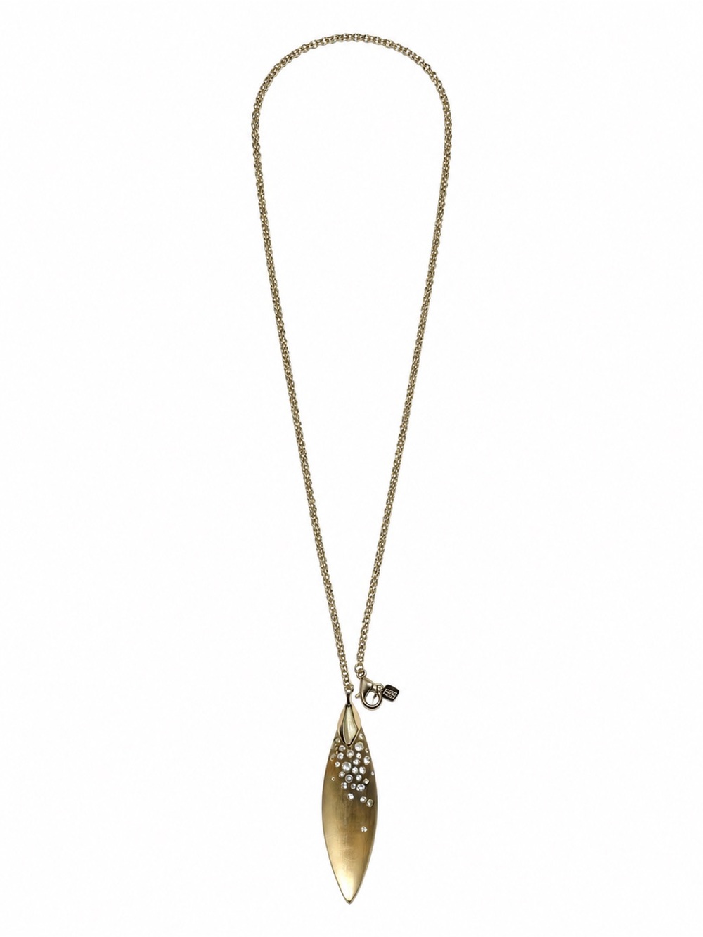 Alexis Bittar Gold Lucite Pendant Necklace with Crystals